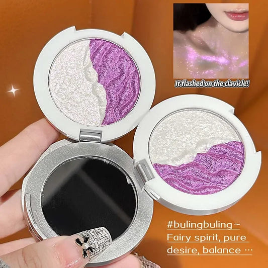 Dual Color Liquid Sand Highlighter Sparkle Mashed Potatoes Texture High Shine Face & Eye Glow Long Lasting Gloss Makeup Cosmetic