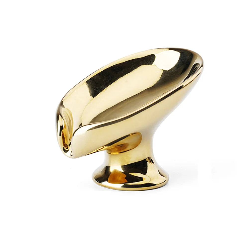 Ceramic Self Draining Soap Holder Leaf Shape Gold Silver Soap Dish with Drain Holes Bathroom Storage Holder Counter Tray