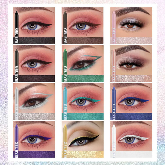 12 Colors Long-lasting Eye Liner Pencil Waterproof Pigment Eyeliner Pen Women Cosmetics Gel Eye Shadow Pencil Makeup Tools
