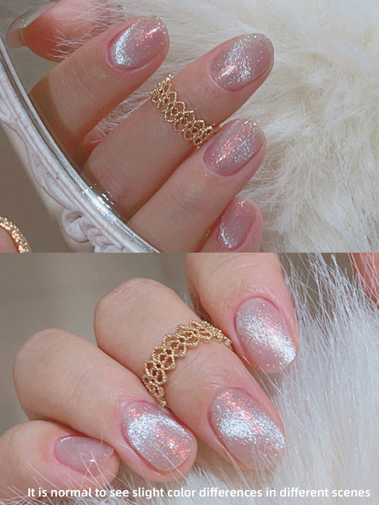 15ml Snow Pear Crushed Ice Cat Eye Gel Nail Polish, Shiny Bubble-Free UV/LED Quick-Drying Gel Suitable For Nail Art DIY Design