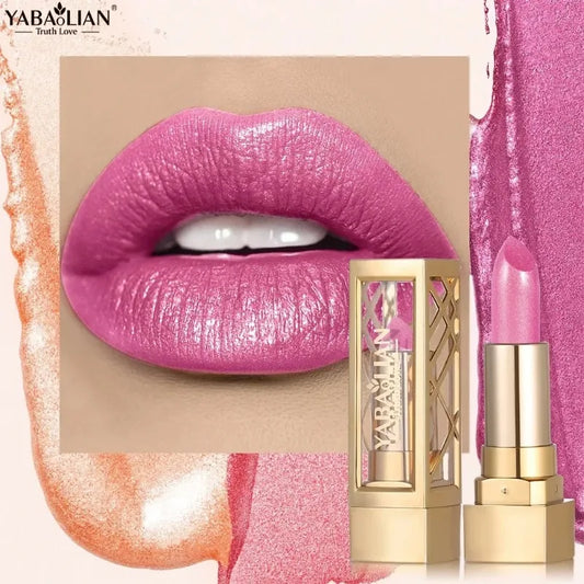12 Color Gold Tube Lipstick Matte Pearlescent Glitter Shiny Velvet Lipsticks Red Brown Waterproof Lasting Solid Lip Gloss Makeup