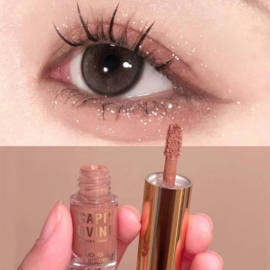 Cappuvini Liquid Matte Eye Shadow Brown Glitter Liquid Eyeshadow Stick Shimmer Natural Milk Coffee Eye Shadow Pigment Makeup 1pc