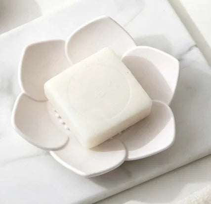 2Pcs Lotus Design Silicone Soap Holder with Drain, Drainage Soap Box, Portable Bathroom Shower Soap Storage Accessory