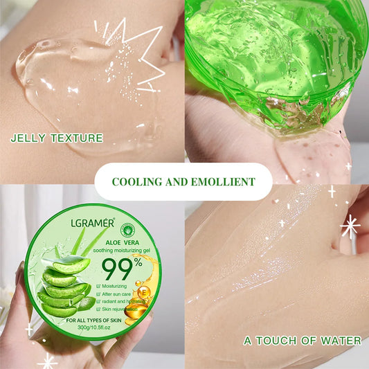 99% Aloe Vera Gel Deep Hydration and Moisturizing Facial Leave-In Gel Shrink Pores Sleep Mask Korean Skincare Products 300g