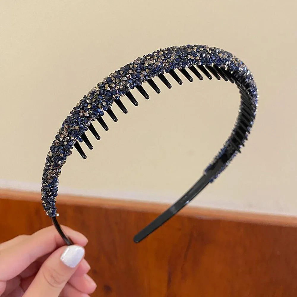 Non-slip Rhinestone Hair Hoops Bands Fashion Plastic Rhinestone Headband Women Toothed Elastic Headbands Shiny Luxury Hair Hoops
