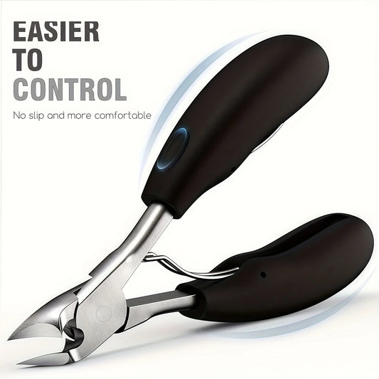 Professional Stainless Steel Toenail Clippers for Thick & Hard Nails Ergonomic Curved Blade Pedicure Scissors with Non-Slip Grip