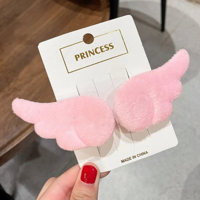Y2K Sweet Cute Angel Wing Plush Hairpins Korean Girls Hair Clip Accessories Barrettes Hair Clips Headdress Headwear Ornaments