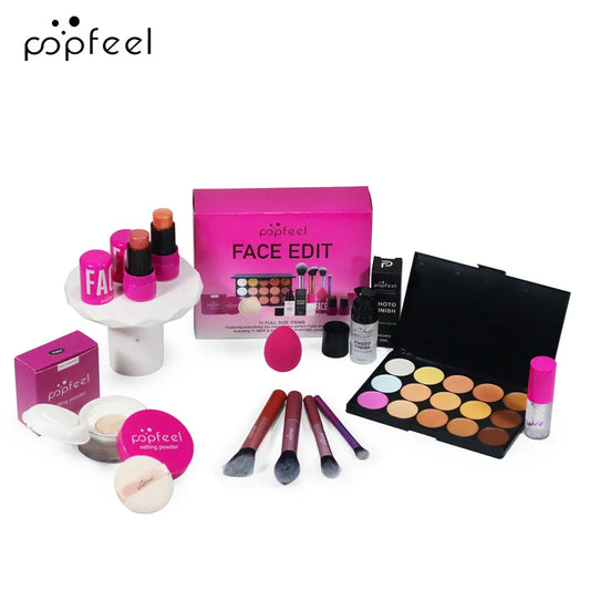 POPFEEL Christmas All In One Makeup Kit Eyeshadow Powder Lipgloss Lipoil,Valentine's Day Gift for Girls Women