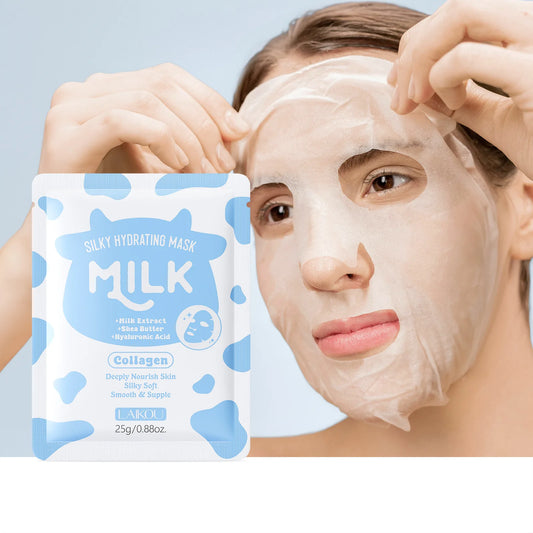 LAIKOU Milk Silky Hydrating Mask Brightening Collagen Sheet Mask Anti-Age Skin Care Moisturizing Face Mask 25g