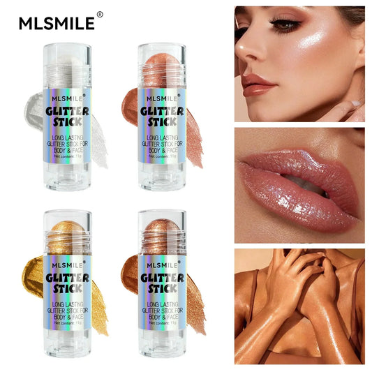 3D Highlighter Bar Shimmer Glitter Stick Long-Lasting Face Contour Bronzer Cream Body Makeup Brightening Cosmetic Stick co:02