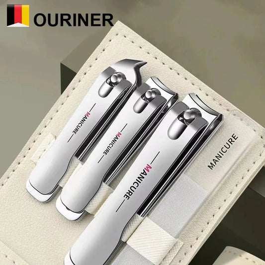 4/10PCS New Nail Clippers set 4 with Rotating Leather Bag Professional Trimmer Pedicure Care Tools Manicure Set Home Care Gift
