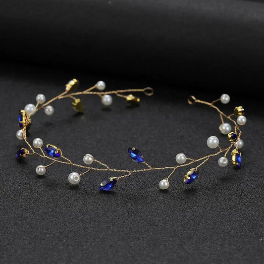 Vintage Blue Rhinestone Hair Comb Wedding Hair Accessories Bridal Hair Clip Headpiece Jewelry Bride Tiara Hair Ornament Gift