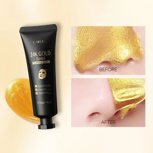 LAIKOU 24K Gold SNAIL TEARING Mask Deep Cleansing Remove Blackhead Face Care 50g
