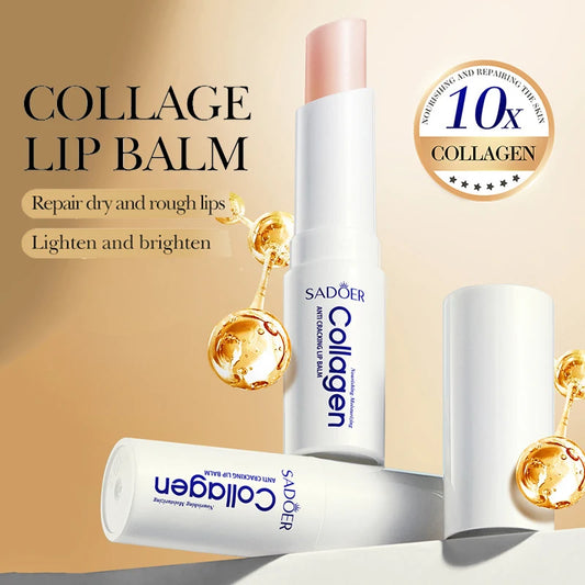 SADOER Collagen Lip Balm Moisturizing Anti Cracking Brightening Repair Nourishing Hydrating Lipstick Lips Skin Care Products