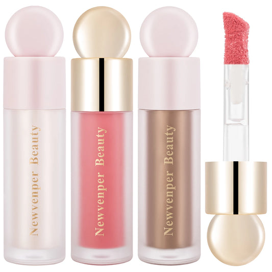 Liquid Highlighter + Liquid Blush + Liquid Contour for Face & Body, High Glossy Finish, Natural Glow Liquid Luminizer Makeup