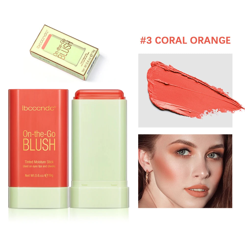 High Color Rotating Blush Cream Tinted Moisture Stick Naturally Long-lasting Moisturizing Waterproof Non-Removing Orange Blush