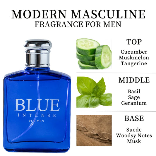 BLUE CHARM Eau de Parfum Spray 3.4 Ounce / 100 Ml Multi-Layered Fragrance Aromatic Fragrance for Men Men's EDP Perfumes Fruit