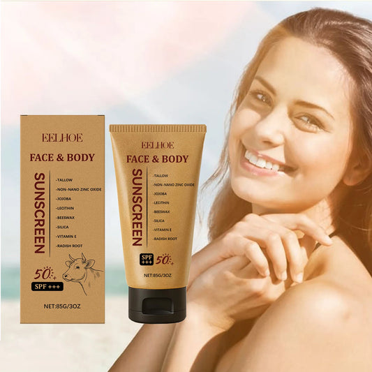 Beef Tallow Sunscreen Spf 50 Anti Sunburn UV Protection Cream Moisturizing Face Body Sunblock Matte Lightweight Non-Greasy 