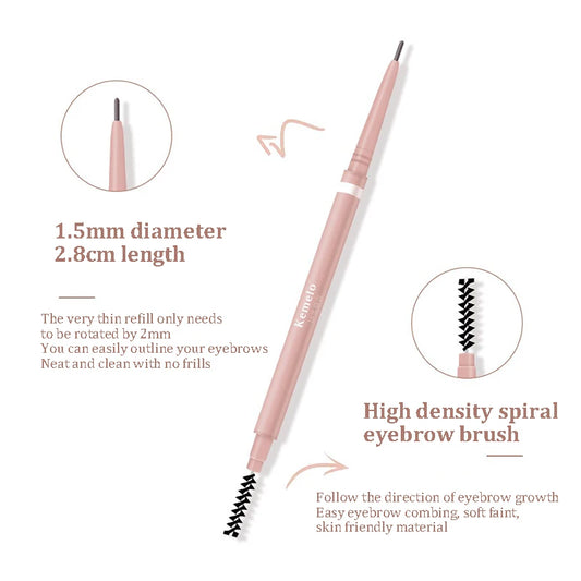 1.5mm Ultra Fine Double-Ended Eyebrow Pencil Automatic Rotating Natural Waterproof Long Lasting Professional Eyebrow Pen Makeup