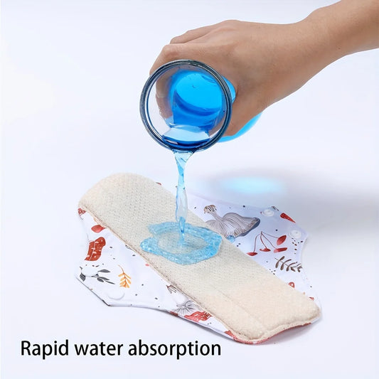 Reusable Sanitary Napkins Washable Cotton Panty Liners Soft Cloth Menstrual Pads 4pcs Pads with 1pc Mini Wet Bag