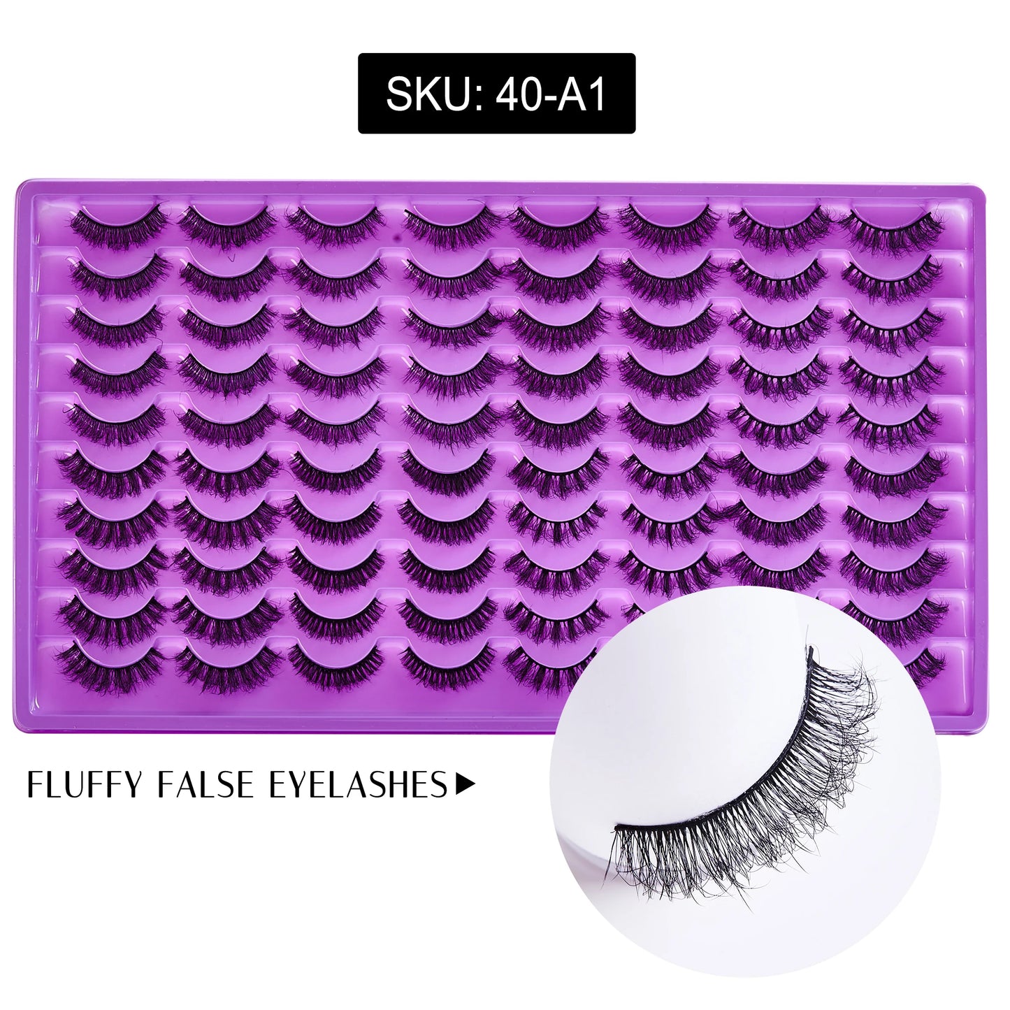 40 Pairs Pack Strip False Eyelashes Supplies Fluffy Faux Cils Russian Strip D Curl Faux Mink Eyelashes Makeup