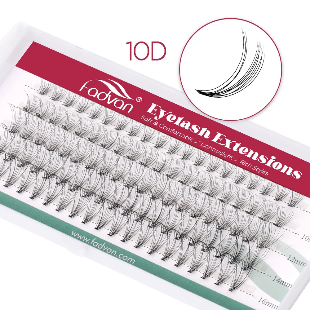 FADVAN Individual Mink Lash Extensions 10D / 20D / 30D / 40D /50D / 60D /80D Clusters 0.07mm Natural Heat Bonded Cluster Lashes