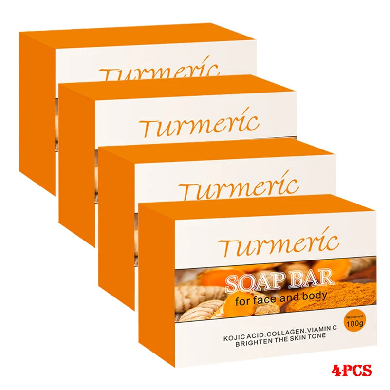 1/2/4/6Pcs Turmeric Kojic Acid Handmade Soap Scrub for Exfoliation, Moisturizing, Deep Cleansing, Spot Removal, Acne Removal