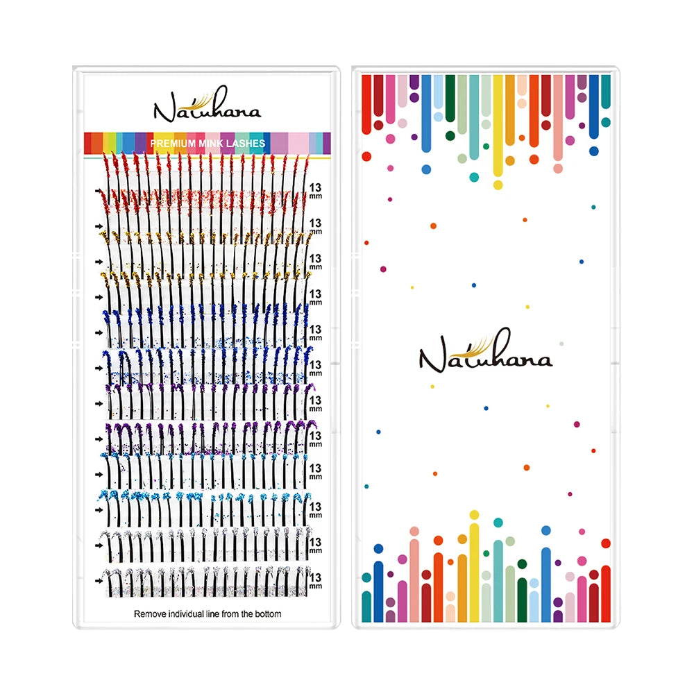 NATUHANA Glitter Fairy Eyelash Extensions DIY Sparkle Colorful False Lashes Wispy Volume Makeup