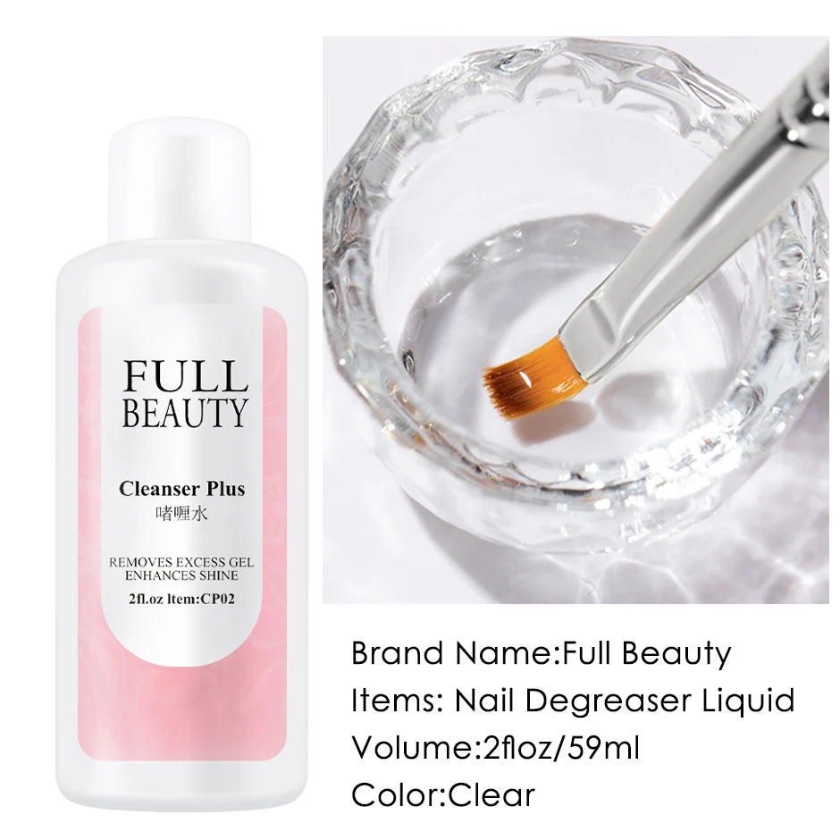 60ml Surface Sticky Layer Nails Degreaser Solution Excess Gel Polish Remover Liquid Cleanser Plus Manicure Solvent Tool Supplies