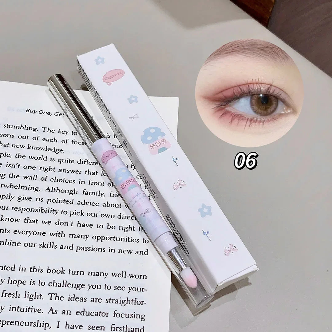 Double-head Milk Green Eyeliner Shadow Pencil Waterproof Lasting Ultra-thin Shimmer Matte Colorful Eyeliner Gel Pen With Brush