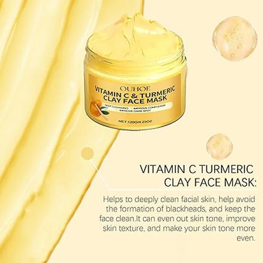1/3PCS Turmeric VitaminC Clay Mask Deep Cleansing Facial Improves Dark Spots Hydrating Skin Care Tightens Skin Evens Skin Tone