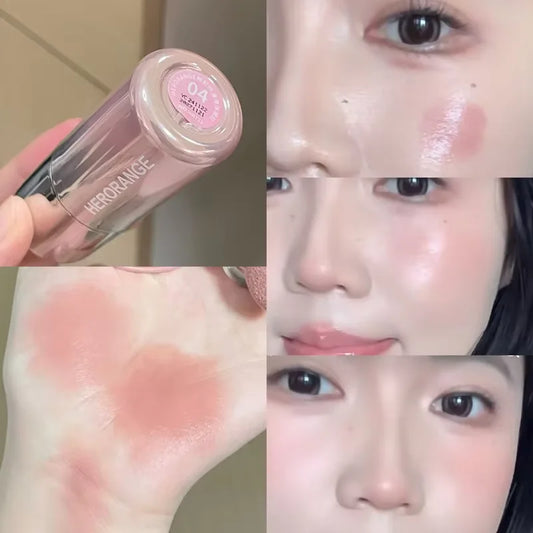 Herorange Liquid Blush Stick, with Sponge Tip, Suitable for Lips and Cheeks, Waterproof and Long-Lasting, Color Correcting, Suitable for All Skin Tones, with Brightening Effect, Birthday Gift, Valentine's Day Gift, Net Conten