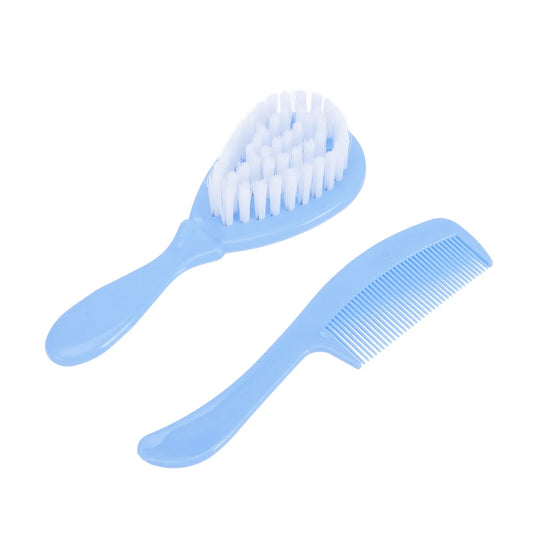 Baby Massage Comb and Brush Set Blue Circular Tooth Design Safe Non Scratch Hair Care Promote Blood Circulation Brain