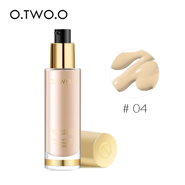 O.TWO.O Liquid Foundation Smooth Invisible Pores Conceal Flawless Makeup Base 8 Colors Waterproof Face Cosmetics 30ml