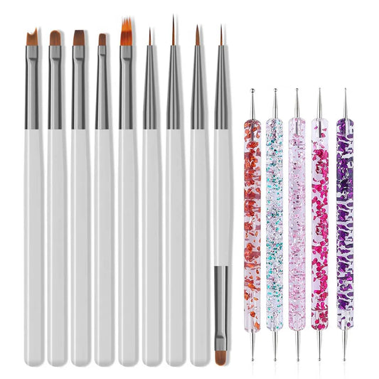Nail Art Brushes Set, 14pcs Nail Design Painting Brushes, Professional Nail Art Design Brushes, Nail Fine Liner Brushes
