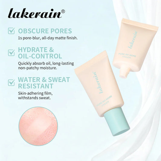 Lakerain Pore No More Makeup Primer Long Lasting Oil Control Hidden Pores Smooth Matte Makeup Effect Slightly Concealer Primer