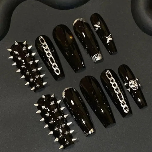 6 Grids Y2K Punk Metal Rivet Nail Charms Cone Mixed Sized Black Silver Gold Nail Art Studs 3D Stylish Alloy Spike Nails tool