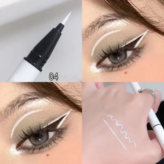 Professional White Eyeliner Gel Pen Waterproof Smudge-Proof Long Lasting Eye Brightening Multi-Use Cosmetic Tool Stage Makeup