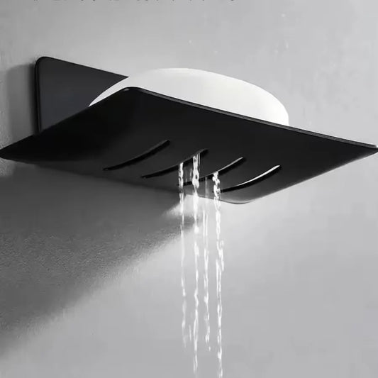 1pc Black Carbon Steel Soap Box Non Perforated Wall Mounted Bathroom Soap Box Bathroom Soap Holder Soap Storage Rack 2025