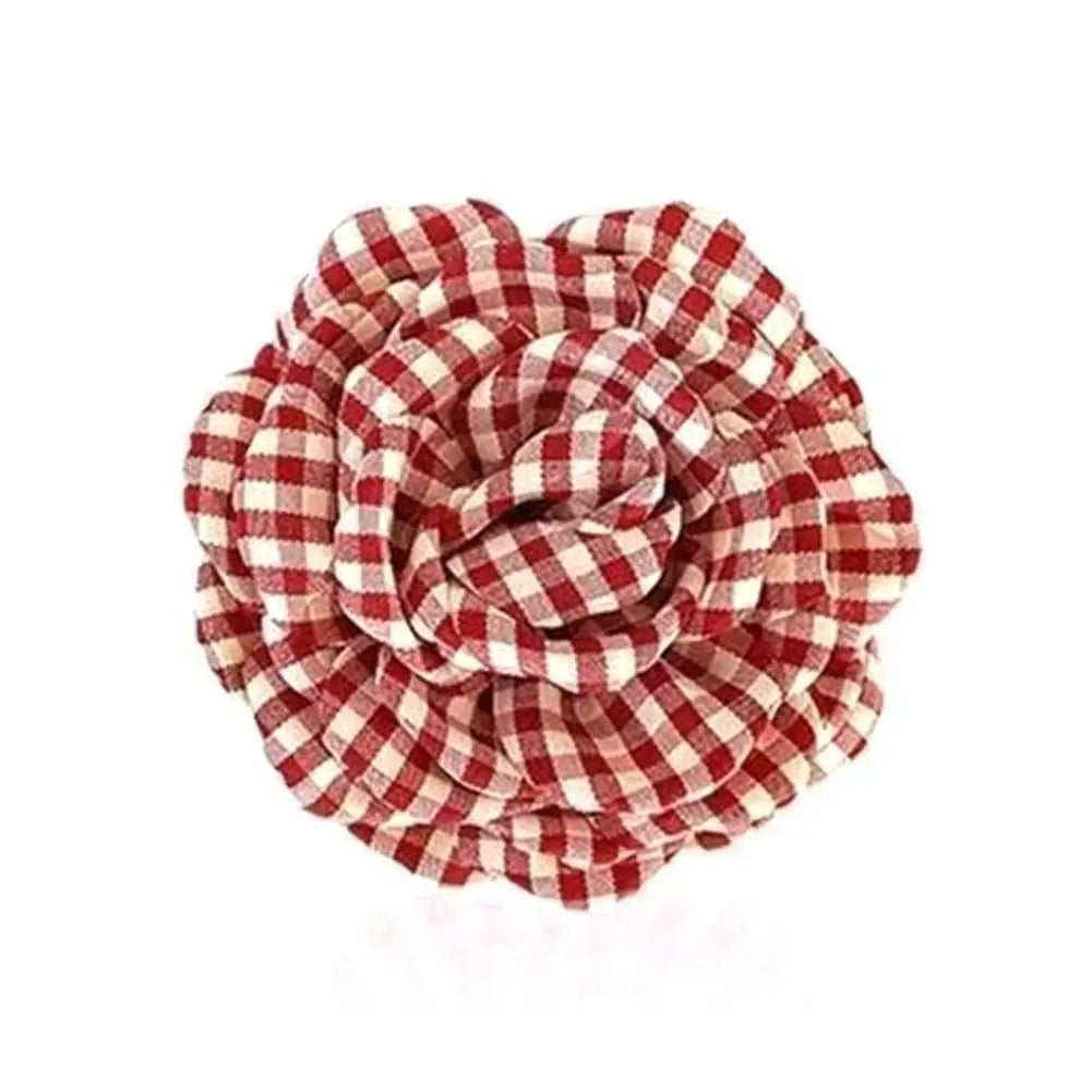 2025 New Grid Hair Claw Women's Gripper Korean Version Flower Hairpin Yellow Rose Exquisite Grab Clip Hair Accessory For Girls