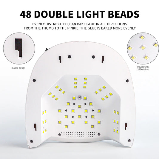 Rechargeable UV LED Nail Art Lamp for Cure Gel Nail Polish 48LEDS Nail Dryer with Motion Sensing Professional Nail Art Tool