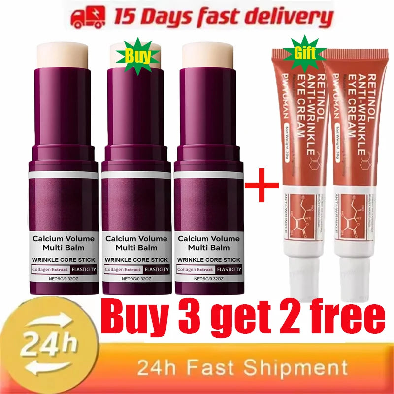 Collagen Wrinkle Removal Multi Bounce Balm Stick Instant Anti-Aging Firming Lift Brighten Facial Dull Skin Moisturizer Cosmetics