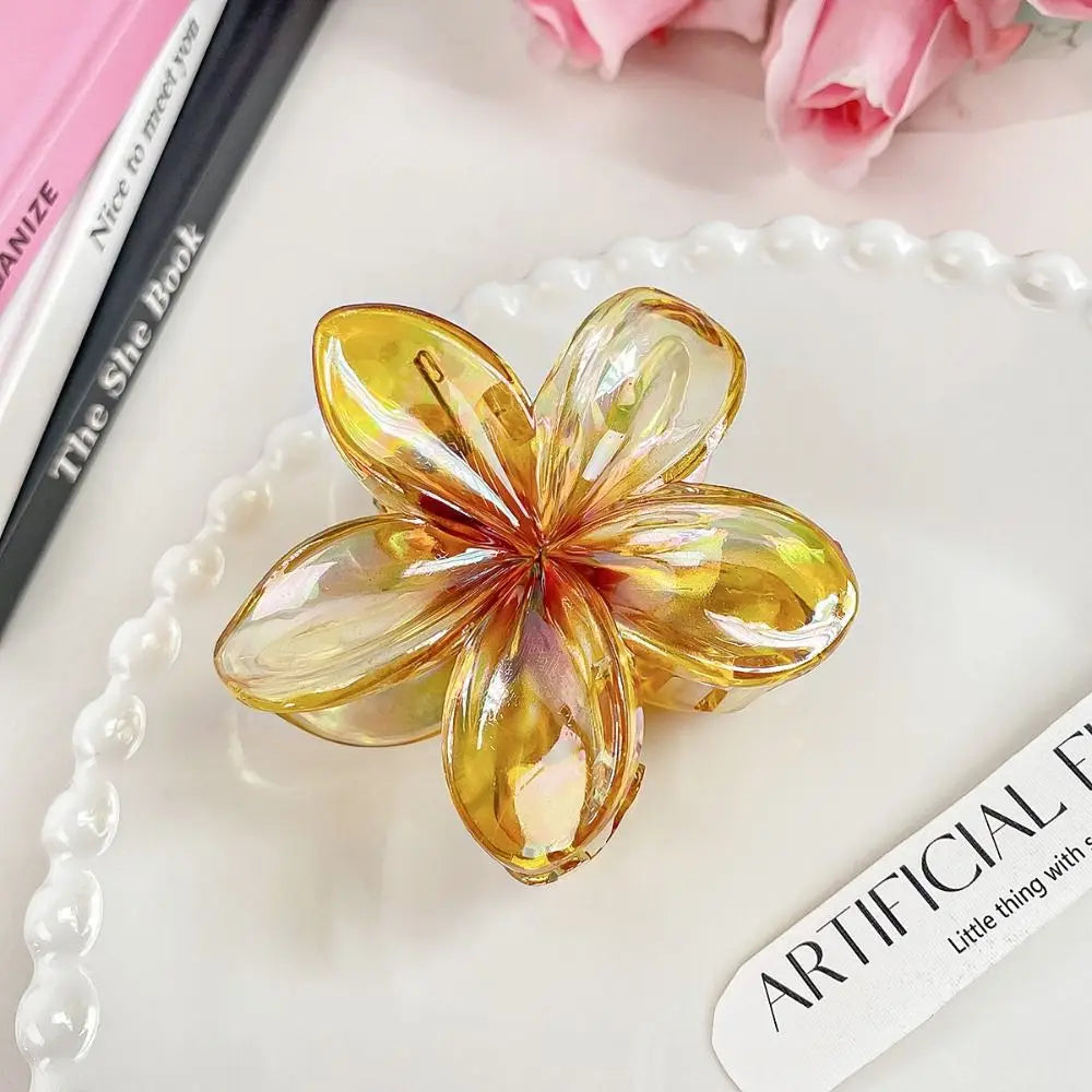 Bohemia Egg Flower Flower Hair Clips Fashion Flower Shape Headwear Shark Clip Plastic Colorful Flowers Claw Vacation