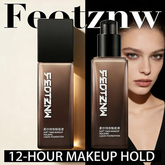 Feotznw foundation concealer, non-sticky powder, makeup primer, transparent foundation, conceals blemishes, women's cosmetics