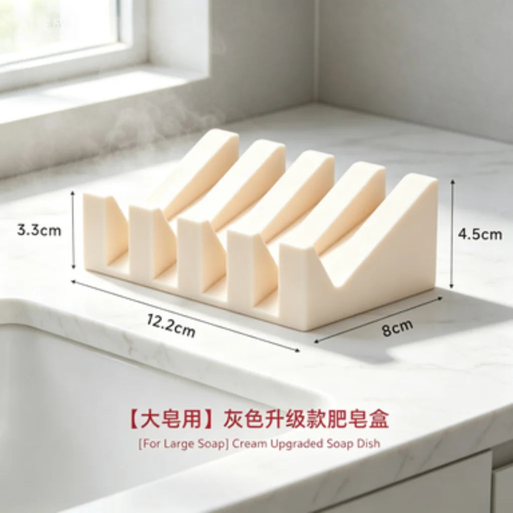 Creative Silicone Draining Soap Dish, Large Bathroom Soap Holder, Quick-Dry No Water Accumulation, Convenient Hand Soap Dish