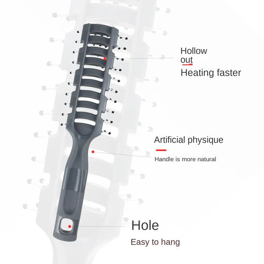 Men Plastic Vent Hair Brush Comb Anti-Static Massage Hair Care Ribs Comb Back Hair Curly Hair Styling Salon Ribs Nine-Row Comb