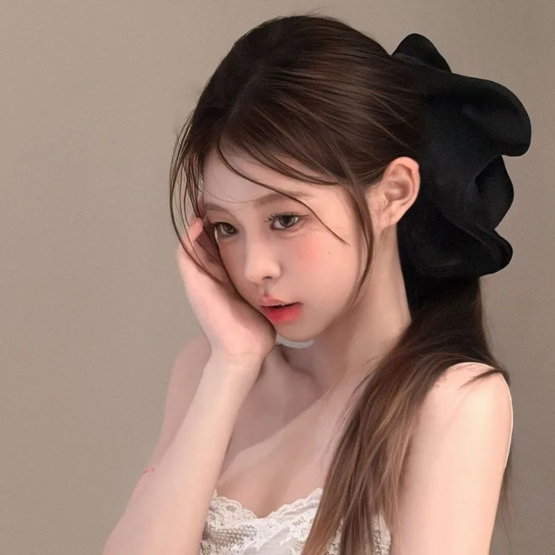 Soft Pleated Chiffon Flower Banana Hair Clips Anti Slip Holder Elegant Hair Barrettes Women Daily Wedding Party Hair Accessories