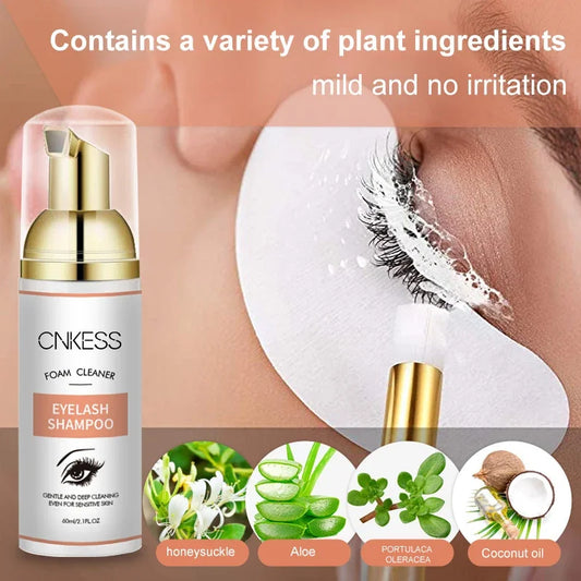 CNKESS Wholesale 60ML Private Label Natural Oil Free Eyelash Foam Eyelash Extension Lash Bath Lash Foam Shampoo Cleanser