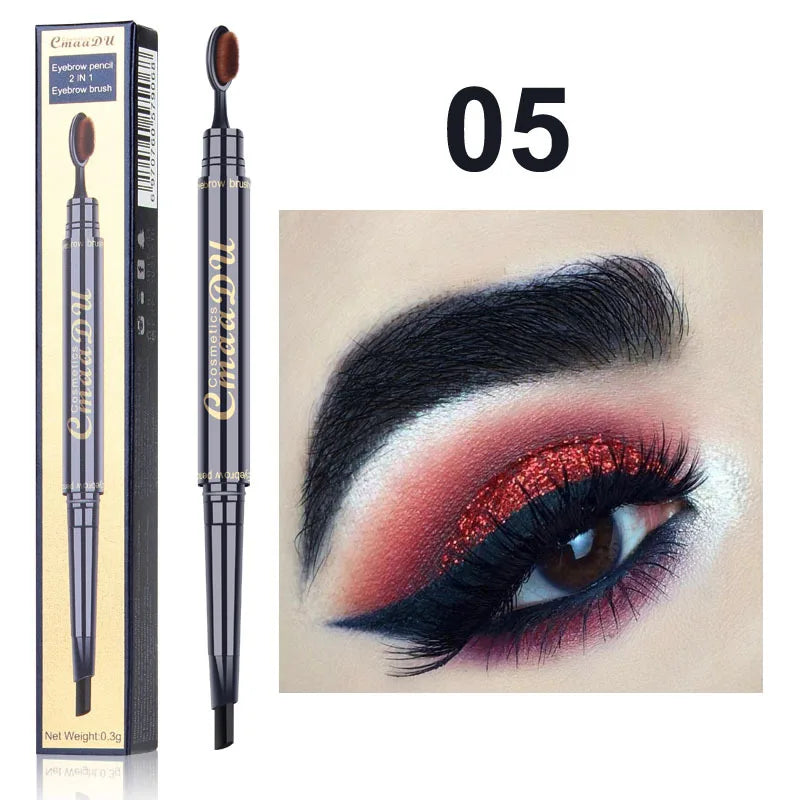 CmaaDu 2 in 1 Small Thin Long Tip Double Head Ultra-fine Eyebrow Pencil Waterproof Lasting Eyebrow Enhancers with Eye Brow Brush