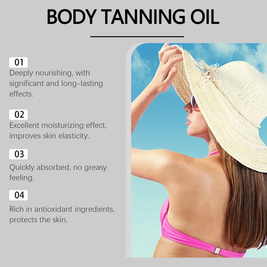 Jaysuing Body Tanning Oil Natural Glow Skin Color Tan Accelerate Outdoor Moisturizing Body Bronzing Drop Unisex Beauty Skin Care